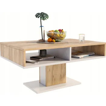 Konferenční stolek Konferenční stolek Matkam obdélníkový 100 x 50 x 50 cm bílý, dub artisan