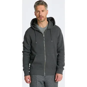 Pánské oblečení MIKINA GANT WAFFLE TEXTURE ZIP HOODIE ANTRACIT MELANGE