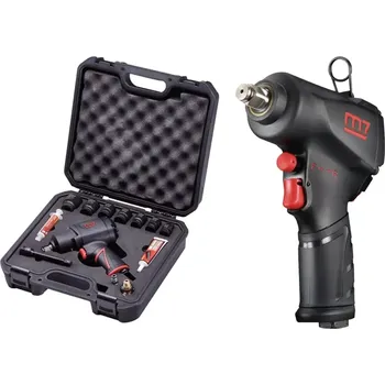 Pneumatický příklepový utahovák Mighty Seven M7 NC-4255QHK - 1085Nm, 1/2", 6.3bar, 136l/min, 1.7kg, 7ks hlavic, prodlužovací nástavec, mini olejovač, mazivo, vsuvka, kufr