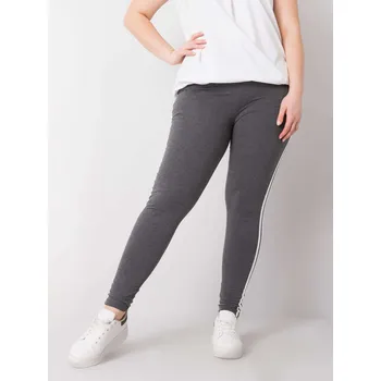 Dámské legíny Tmavě šedé dámské legíny s pruhy RV-LG-6302.53-gray Velikost: 2XL