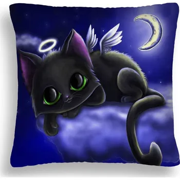 Polštář POLŠTÁŘ S KOČKOU 30 ŽLUTOOKÝ KOČIČÍ ANDÍLEK POVLAK 70x80