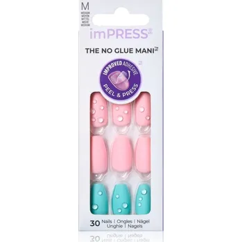 KISS imPRESS The No Glue Mani Medium umělé nehty Dew Drop 30 ks