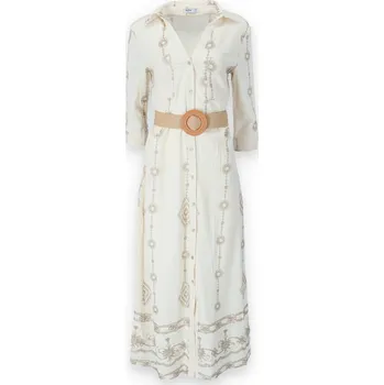 Dámské šaty Dlouhé košilové šaty 1015 Unika Paris barva: béžová, velikost: S