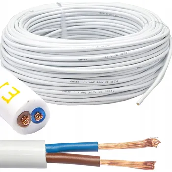 elektrický kabel KULATÝ KABEL 100 m BÍLÝ OHEBNÝ LINKOVÝ proudový kabel OMY 2 x 1,5 mm2