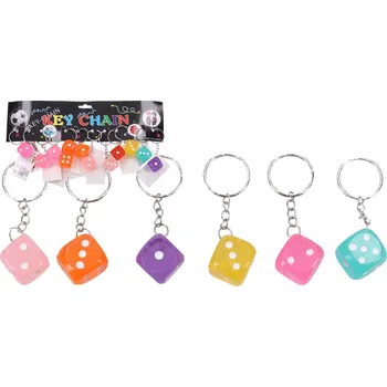 plyšák Wiky Přívěšek na klíče/Klíčenka hrací kostka plast/kov 7cm 6 barev