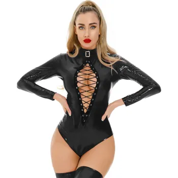 Dámské erotické body Dámské body se šněrováním Barva: Černá, Velikost: M