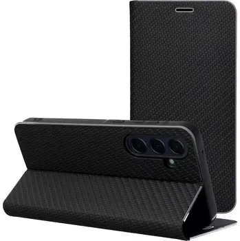 Flip pouzdro LUNA Book Carbon Samsung Galaxy A36 5G – černé (Flipové pouzdro, obal a kryt LUNA Book Carbon pro Samsung Galaxy A36 5G – černé, prémiová ochrana s kovovým rámem a funkcí stojánku)