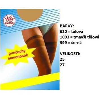 Dámské punčochy EVONA EVONA-CHERRY samonosné punčochy stretch Velikost: 27 barva 999 - ČERNÁ