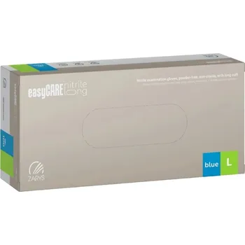 Vyšetřovací rukavice ZARYS lnternational Group easyCARE LONG , nitrilové rukavice, prodloužené, bezpudr., AQL-1,0, nesterilní, 100 Ks Velikost: L