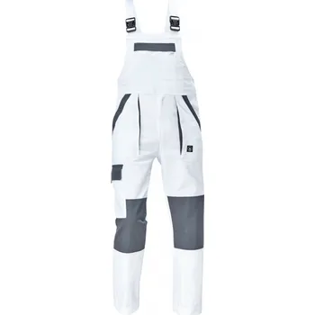 montérky Cerva Kalhoty pracovní s laclem MAX NEO bílá/šedá 46