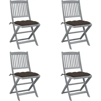 vidaXL Skládací zahradní židle s poduškami 4 ks masivní akáciové dřevo [3064579] Barva: taupe