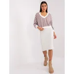 Bílo-hnědý komplet midi šatů a pruhované halenky EM-KMPL-819.41P-brown Velikost: ONE SIZE