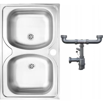 Granitový dřez Dvoukomorový dřez Deante Apollo ocel stříbrný