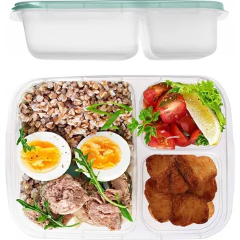 Svačinový box DĚLENÝ OBĚDOVÝ BOX S 3 PŘIHRÁDKAMI SNÍDAŇOVÝ BOX LUNCHBOX NA JÍDLO OBĚD