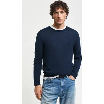 Pánský svetr SVETR GANT EXTRAFINE MERINO WOOL C-NECK MARINE