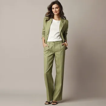 Dámské sako Sako blejzr s příměsí lnu zelená 44