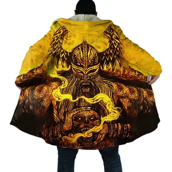 Pánská mikina Dlouhá zimní mikina s potiskem CS2227 Tattoo Vegvisir Rune 3D Velikost: S, Barva (Varianta): Hooded cloak 18