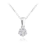 MINET Stříbrný náhrdelník KYTIČKA s bílými zirkony JMAD0037SN38