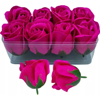 Mýdlo FUKSJOVÉ Mýdlové Růže Dárek Květiny ve Flower Boxu Hlavička Umělé Krabička 8 ks