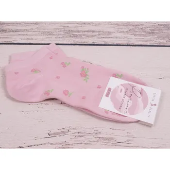 Dámské ponožky CNB BERLIN Ponožky DE 36121 nízké kotníkové růžové s kvítky velikosti ponožek: 26-28 (EUR vel. 39-42)