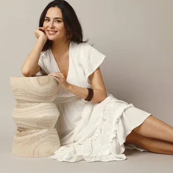 Dámské šaty Blancheporte Dlouhé šaty s volánovými rukávy režná M