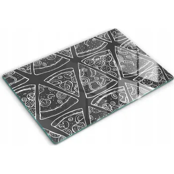 Obraz Dekorativní skleněná kuchyňská deska na krájení 80x52 cm - Ilustrace pizza