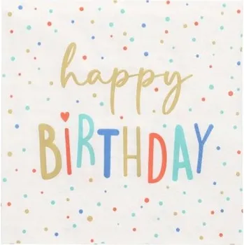 Papírový ubrousek Ubrousky Happy Birthday narozeninové papírové eko dekorativní na stůl 33x33 20 ks