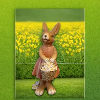Velikonoční dekorace Zaječice s košíkem květin – 18 cm