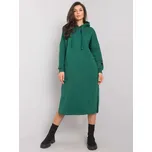 Tmavě zelené dámské dlouhé mikinové šaty s kapucí RV-SK-7359.25X-dark green Velikost: S/M