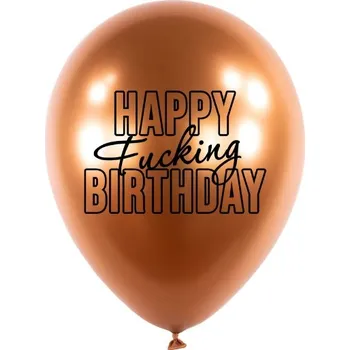 Party dekorace Balonkový buket Chrome Happy Fu.king Birthday, Jantarový - 5 ks