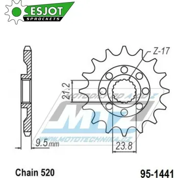 Řetězová sada pro motocykl Kolečko řetězové (pastorek) 1441-14zubů ESJOT 50-32146-14S - Suzuki RMZ450 / 05-12 + RMX450Z / 10-19 SUZUKI RMX 450 Z 2010-2018