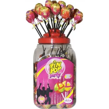 Bonbon PIN POP lízátka se žvýkačkou párty 18 g (100 ks)