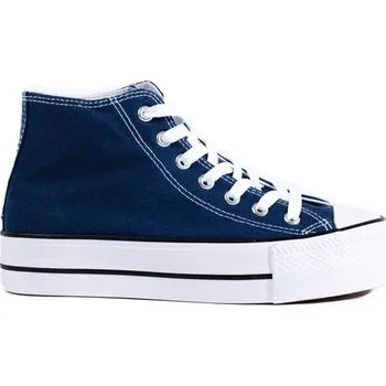 Dámské tenisky TMAVĚ MODRÉ VYSOKÉ TENISKY NA PLATFORMĚ GD-HR-27N Velikost: 37