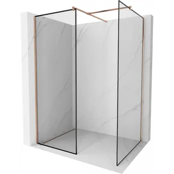 Mexen Kioto sprchová zástěna Walk-in 80 x 70 cm, černý rámeček, kartáčovaná měď - 800-080-202-65-70-070 Sprchové stěny