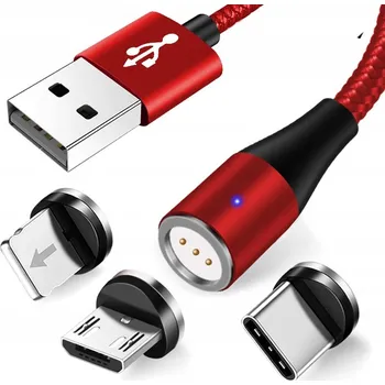 Datový kabel Kabel Interlook USB - USB typ C / microUSB / Lightning 1 m červený