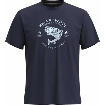 Pánské tričko Pánské tričko Smartwool TROUT FISCHING SHORT SLEEVE GRAPHIC TEE S Tmavě modrá, Světle modrá