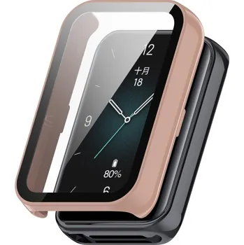Příslušenství k chytrým hodinkám VSECHNONAMOBIL 86801 PC FULL COVER Plastový kryt se sklem pro Honor Band 9 růžový