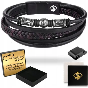 Náramek Pánský náramek FoxyJewellery kožený nastavitelný černý 22,5 cm