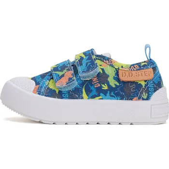 Chlapecké tenisky D.D.step Plátěnky tenisky D.D. step C096-51352A modré s barevnými dinosaury velikost: 23