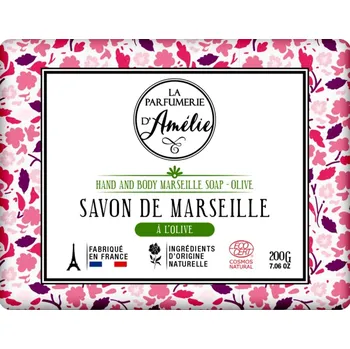 Mýdlo Přírodní Marseillské mýdlo s olivovým olejem Parfumerie d'Amélie COSMOS 200g