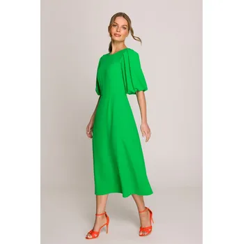 Dámské šaty Elegantní šaty s balonovými rukávy Stylove S399 zelené EU velikost: XL