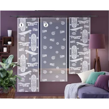 Obraz Dětský žakárový Záclona panel LEWIS 100 cm bílý