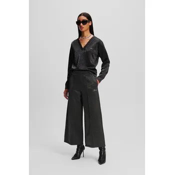 Dámské kalhoty KALHOTY KARL LAGERFELD LUREX JERSEY CULOTTES SILVER LUREX