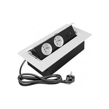 Elektrická zásuvka GTV Nábytková zásuvka 2x zásuvka schuko, USB A+C, bez kabelu, bílá