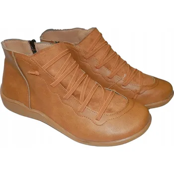 Dámská zimní obuv BOTY KOTNÍKOVÉ BOTY NA ZIP, HNĚDÉ, vel.