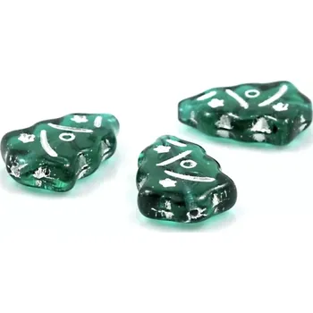 Korálek Korálky skleněné stromečky stříbrně zdobené - 4 ks