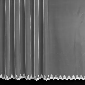 Tylová záclona 12358TF, hladká s vyšívanou bordurou, bílá výška 230cm ( v metráži)