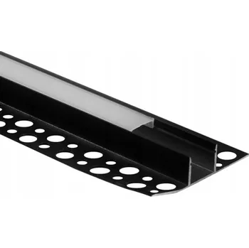LED osvětlení Profil Černý Nástěnný pro LED Pásky, Zapuštěný do Sádrokartonu 2m