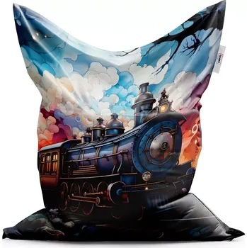 Sedací pytel Sablio Sedací vak Classic Parní lokomotiva v kouzelné krajině - 150x100 cm