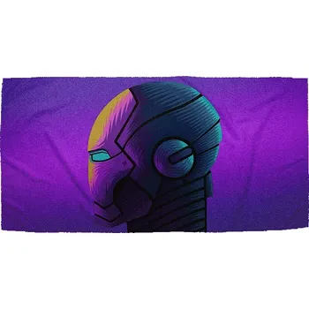 Ručník Sablio Ručník s potiskem Iron Man Helma na fialové - 50x100 cm